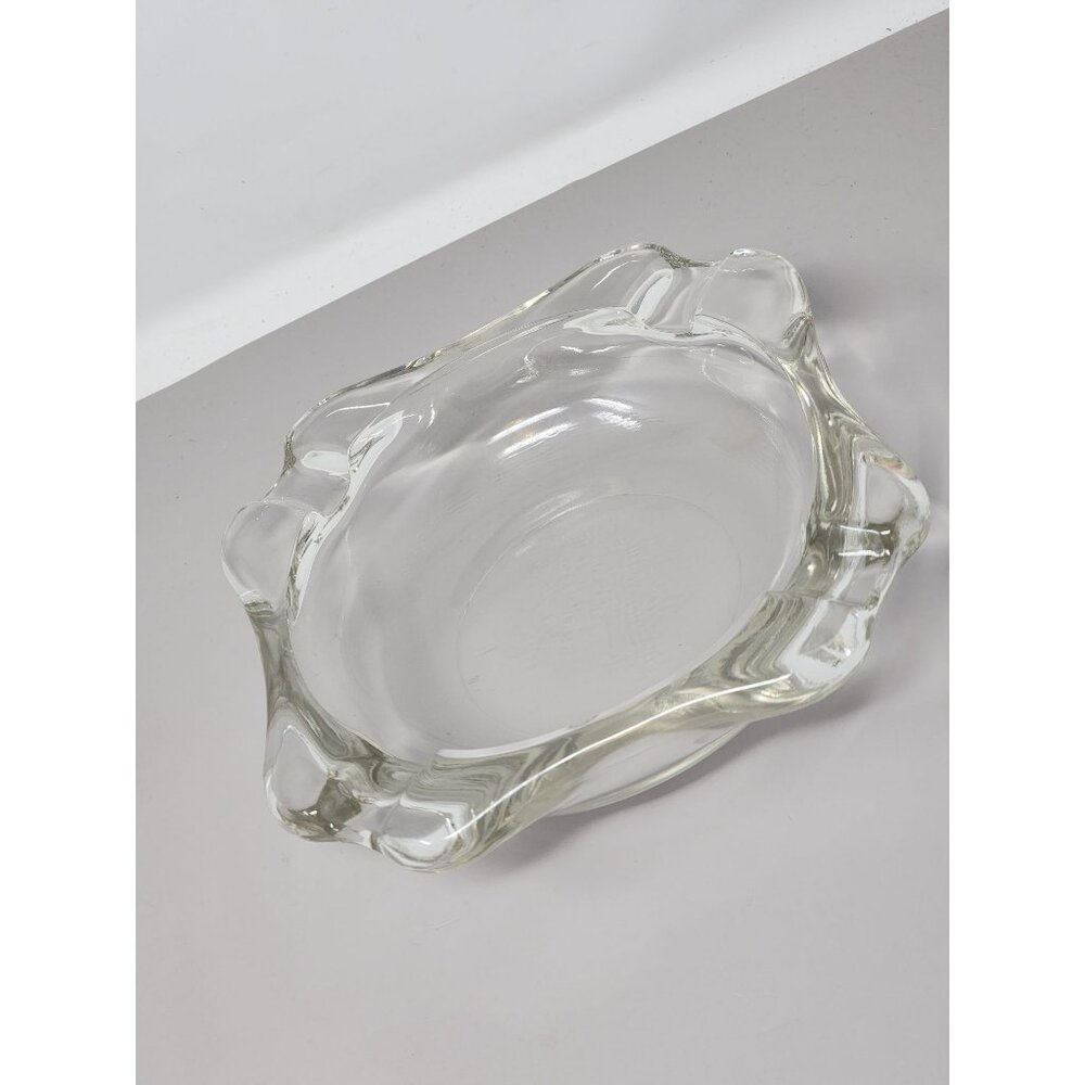 Vintage Cigar/Cigarette Ashtray Heavy Clear Glass Square Mid-Century Modern‎